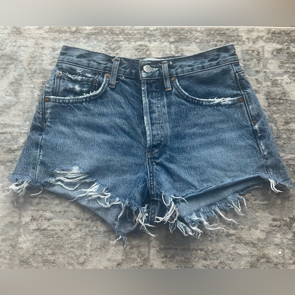 AGOLDE Medium Wash Cutoff Denim Shorts Size 24